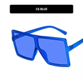Translucent bright blue oversized square sunglasses for women in a vintage street style - Matte Blue Frame Blue Lens