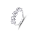 Eleganter S925 Silberring mit geometrischen Tropfen- und quadratischen Zirkonia-Steinen - US 5 / Unregelmäßiger Reihenstil (FDJZ-382)