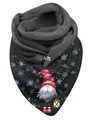 Winter neck warmer with festive gnome print, blue snowflakes, and adjustable leather buckle - 48-Blue Snowflake Gnome