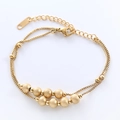 Elegante pulsera dorada de doble capa con cadena veneciana y cuentas de acabado mate - Dorado