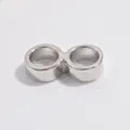Polished S925 sterling silver double-loop figure-8 spacer bead connector for DIY jewelry - 8mm Double Ring Connector / White Gold