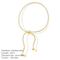 Verstellbares 14K vergoldetes Edelstahl-Schlangenarmband mit Kugelperlen-Anhänger - Gold