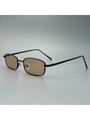 Retro black metal round glasses with light brown lenses and anti-slip temple tips - Black Frame Tea Lens