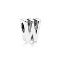 Polished silver alloy bead featuring letter W for DIY charm bracelet jewelry making - Letter W / Silver