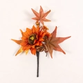 Artificial sunflower stem with orange maple leaves and a striped pumpkin for autumn decor - CZ703 Sunflower Maple Leaf Textured Pumpkin