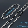Ensemble collier et bracelet en acier inoxydable argenté avec maillons rectangulaires - Couleur Acier (KS139410-Z)