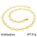 650x9mm gold stainless steel chain necklace with geometric ancient coin hollow links - 65cm / Gold Necklace (KN228584-Z)