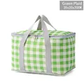 Isolierte Kühltasche in grünem Karomuster mit Grauen Griffen, Größe 35x20x20CM - Grün Karriert