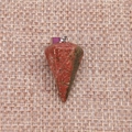 Natural bloodstone hexagonal cone pendulum pendant with polished silver metal bail buckle - Unakite