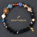 Detailed view of Sagittarius beaded bracelet with faceted black stone and zodiac charm - Sagittarius-Faceted Stone