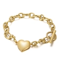 Bracciale con ciondolo a cuore in oro 18k con catena spessa e chiusura a levetta OT classica - Oro (KB149753-Z)