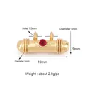 Gold-plated cylinder Evil Eye jewelry connector with red gemstone 19mm charm - Gold Red Gem Cylinder Style (K085881L2K2-Red)