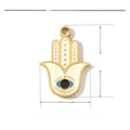 Hamsa-Hand-Anhänger aus goldenem Edelstahl mit weißem Emaille und bösem Blick - Hamsa Hand