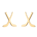 Polished gold stainless steel cross-shaped golf club stud earrings on white background - X Shape / Gold