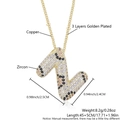 Leopard print bubble letter N necklace with copper gold plating and zircon inlay - Letter Z