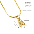 Collana in acciaio inossidabile placcato oro 18k con ciondolo lettera A e strass - Lettera A (Con Catena)