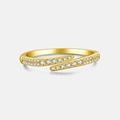 Anello regolabile in argento sterling S925 dorato con doppia fila di zirconi bianchi - Aperto Regolabile / Oro 18K