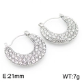 Silver U-shaped stainless steel earrings featuring sparkling rhinestones in a minimalist design - Style A Silver Pave Zirconia Crescent Shape (KE113760-KFC) / Steel