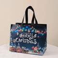 Blue non-woven Christmas gift bag with Santa and reindeer motifs for festive shopping - Christmas Style 19