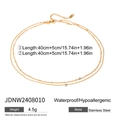 Detail van dubbellaagse gouden roestvrijstalen kralenketting met lengtespecificaties - Dubbellaagse Bolletjesketting Stijl (JDNW2408010)