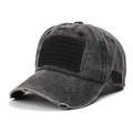 Casquette USA vintage gris foncé avec broderie et détails usés sur la visière - Réglable / Noir
