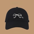 Women's black sun visor hat with white bow embroidery and UV protection feature - Side Astronaut Embroidery Baseball Cap / Black