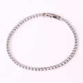 Classic silver tennis bracelet with sparkling zircon stones and secure fold-over clasp - Silver Tennis Bracelet
