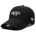 Black quick-dry baseball cap with white 3D embroidery and side logo detail - Adjustable / Black With White Embroidery