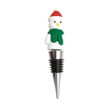 PVC Christmas snowman wine stopper with red hat and green scarf for glass bottles - Snowman with Green Scarf