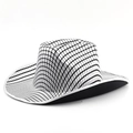 Cappello da cowboy disco argento con paillettes riflettenti e bordo intrecciato bianco - M(56-58cm) / Griglia Argento