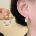 Elegant silver C-shaped bow earrings with crushed texture finish for women in minimalist style - Silver C-Shape Hammered Texture
