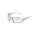 Futuristische Y2K oversized sportzonnebril met mat zilveren montuur en grijze glazen - Kwik Zilver