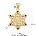Gold-colored hexagram star pendant with white rhinestones and black stones for necklaces - Gold/Black White Zircon Hexagram