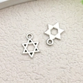 Silver hexagram star pendant charms with hollow center design for DIY jewelry making - Pentagram / Hollow Hexagram