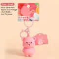 Pink cartoon bear keychain with bubble blowing design and lobster clasp accessory - Pink Small Squeeze Toy