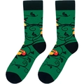 Détail du tricot de chaussettes en coton vert avec motifs d'oiseaux toucans colorés - Taille unique / Tucan Vert (A1835)