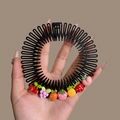 Black circular hair comb for girls featuring colorful fruit and vegetable resin charms - 12# Fruit Small
