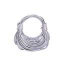 Silver woven rope handbag with sculptural half-moon silhouette and gold metallic tips - Silver