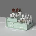 Three-drawer makeup organizer in matcha green plastic, 28x18x12.5cm desktop storage box - Upgraded Material Deluxe 3-Drawer Medium Matcha Green
