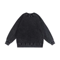 Vintage acid wash 350g cotton sweatshirt in charcoal black with oversized drop shoulder fit - S / Black