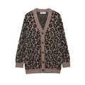 Chaqueta de punto con estampado de leopardo vintage, cuello en V y cierre de botones - S / Estampado de leopardo
