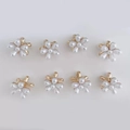Set of 8 small flower hair claws with white pearl petals and gold base for women - 8PCS Flower Claw Clips