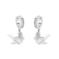 Silver butterfly drop earrings with white shell inlay and sparkling cubic zirconia - Silver with Clear Zirconia (PDE580)