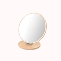 Minimalist round wooden desktop vanity mirror with adjustable rotating stand for students - Round Hinged Mirror