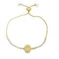 Bracelet tennis doré avec médaille de la Vierge Marie et zircons colorés brillants - Chaîne de Tennis Vierge Marie