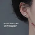 Orecchini a lobo a cuore in argento 925 con diamanti scintillanti micro-incrostati - Stile Cuore di Diamante Scintillante