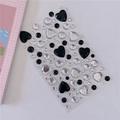 Adesivi strass 3D misti a cuore e tondi in nero e argento per decorazioni DIY - N. 6 Serie Bianco e Nero