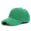 Bright green sherpa fleece baseball cap with a warm textured finish for winter - Green