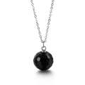 Minimalist silver chain necklace featuring a faceted black spherical glass pendant - Silver Chain + Black Crystal
