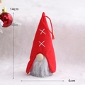 Red Christmas gnome ornament with antlers and hanging rope, size 14cm by 6cm - Red Cross Stitch Hat Lanyard Gnome (14cm)